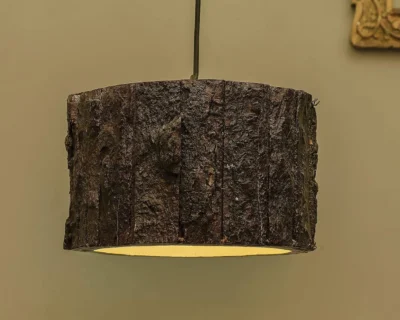 Rustic Wood Pendant Lamp Handmade Log Ceiling Light Fixture
