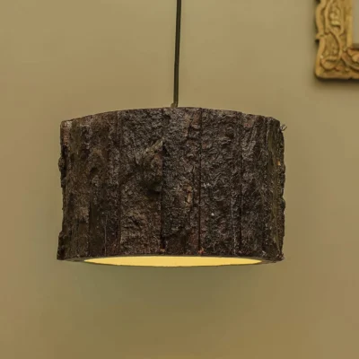 Rustic Wood Pendant Lamp Handmade Log Ceiling Light Fixture