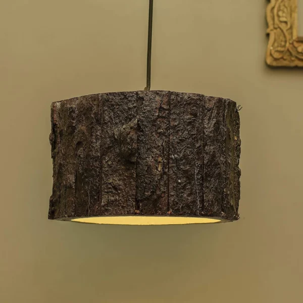 Rustic Wood Pendant Lamp Handmade Log Ceiling Light Fixture