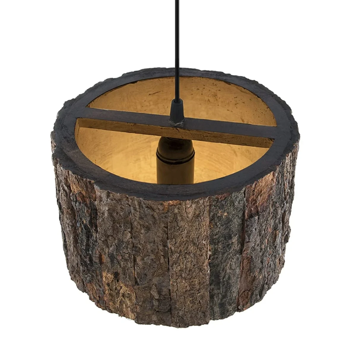 Rustic Wood Pendant Lamp Handmade Log Ceiling Light Fixture