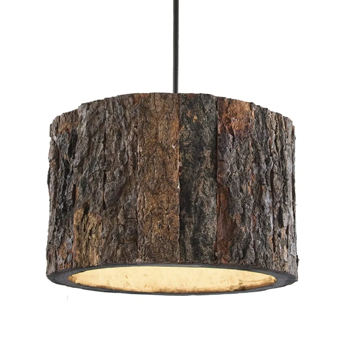 Rustic Wood Pendant Lamp Handmade Log Ceiling Light Fixture