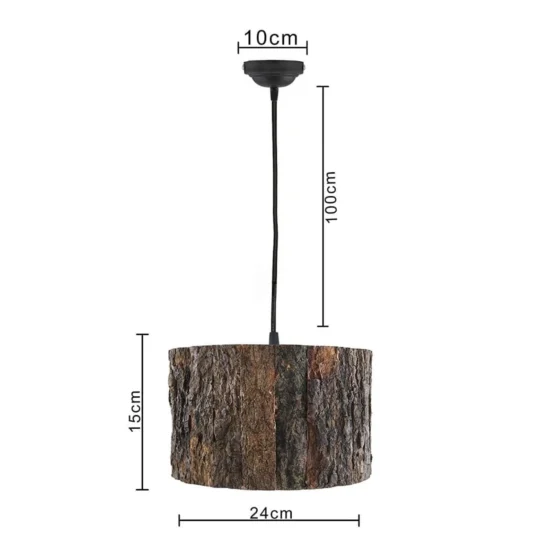 Rustic Wood Pendant Lamp Handmade Log Ceiling Light Fixture