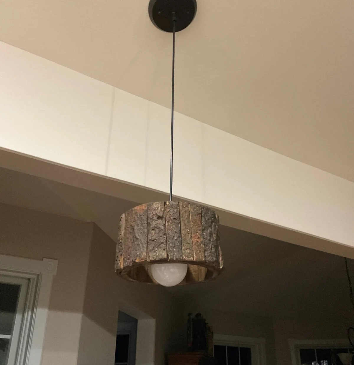 Rustic Wood Pendant Lamp Handmade Log Ceiling Light Fixture
