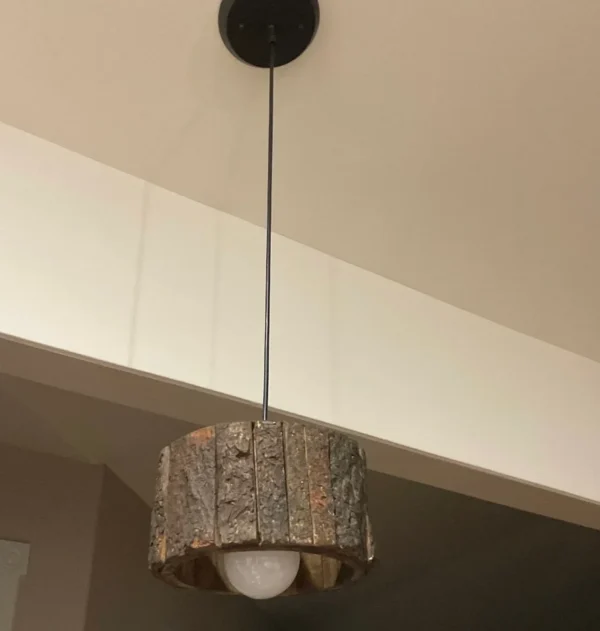 Rustic Wood Pendant Lamp Handmade Log Ceiling Light Fixture
