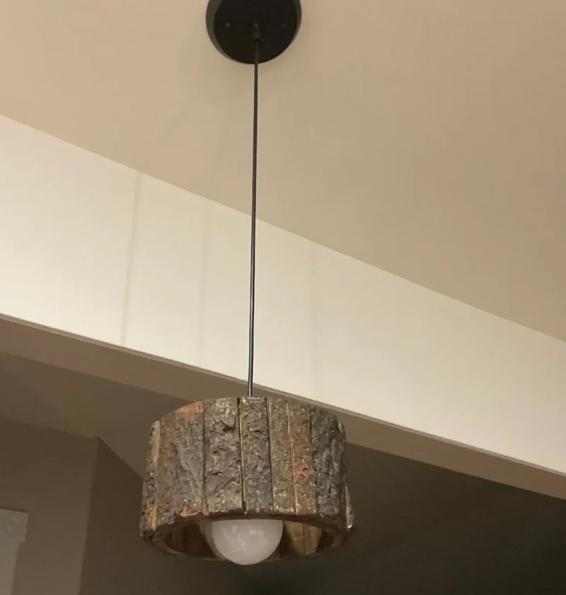Rustic Wood Pendant Lamp Handmade Log Ceiling Light Fixture
