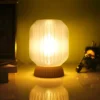 Modern Warm Glow Ribbed Glass Bedside Lamp