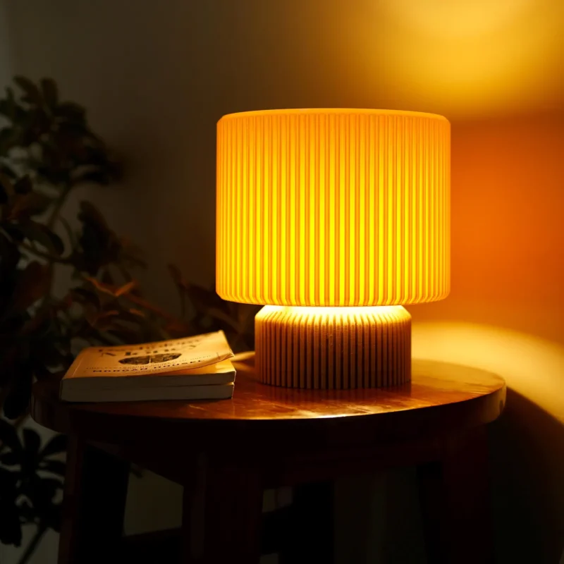 Modern Bedside Lamp with Pleated Shade Bedroom Table Lighting