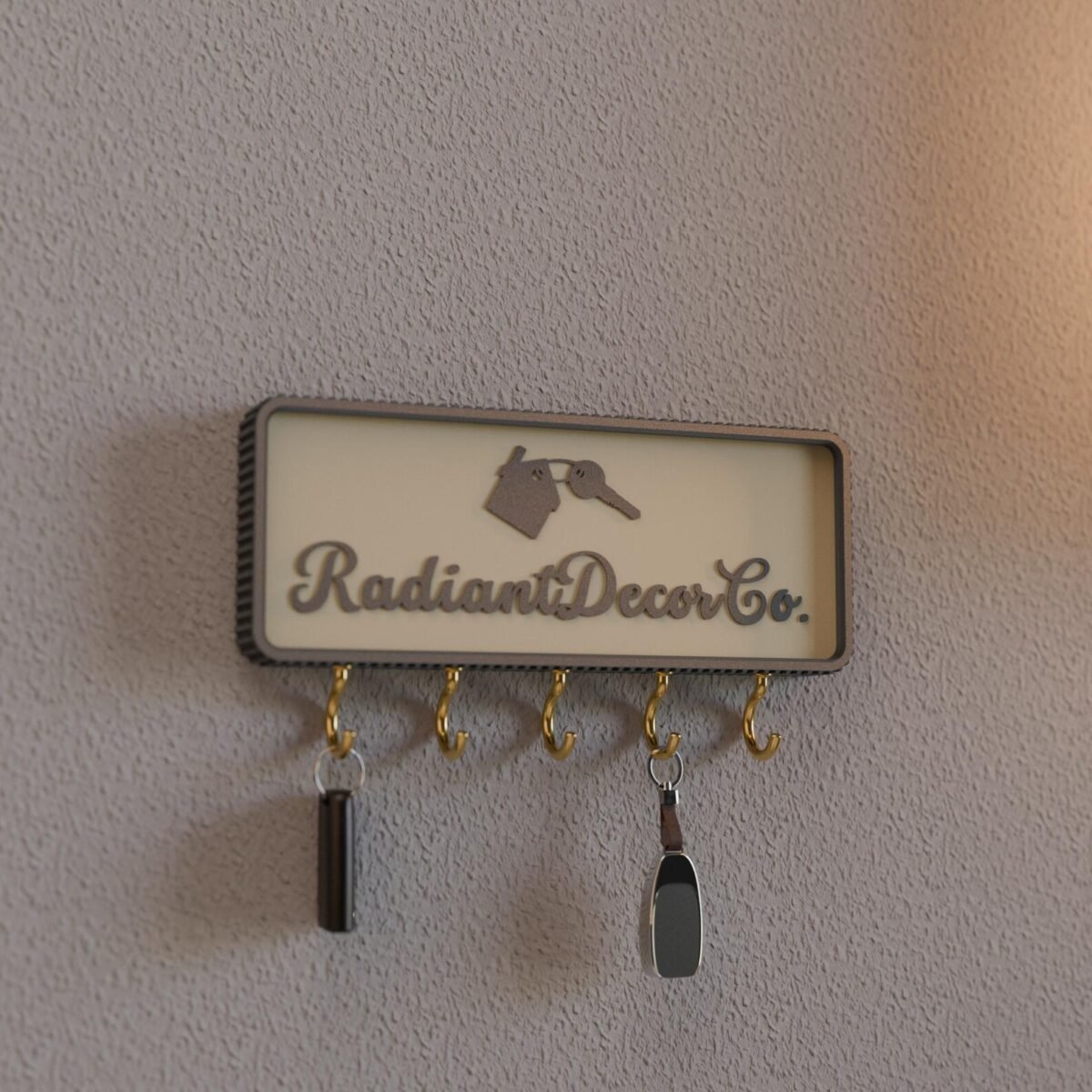 Modern 3D Printed Key Holder Wall Mounted Organizer Hooks