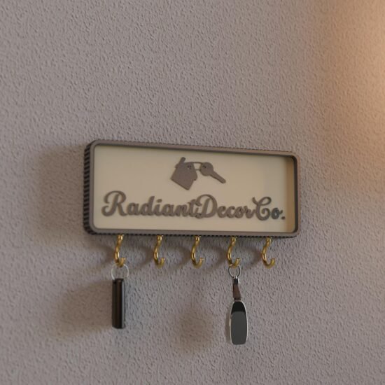 Modern 3D Printed Key Holder Wall Mounted Organizer Hooks