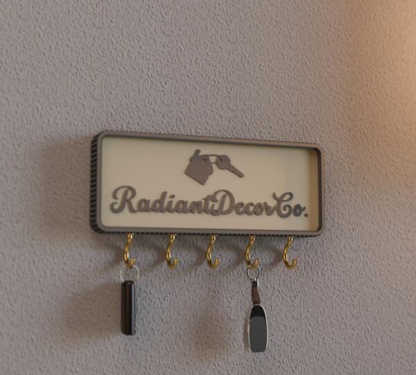 Modern 3D Printed Key Holder Wall Mounted Organizer Hooks