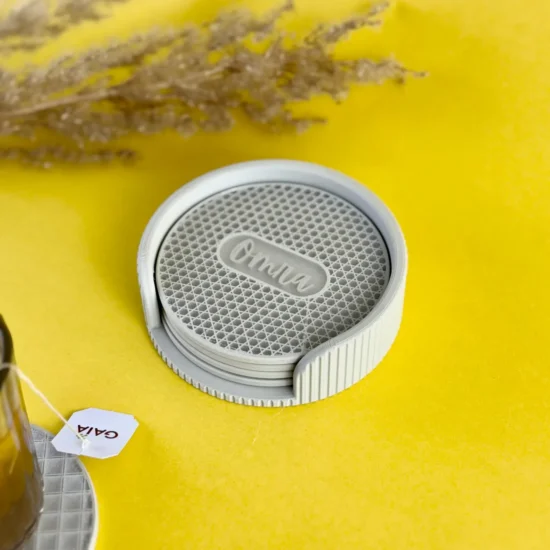 Personalized Name Coasters Custom Drink Set with Holder Gift