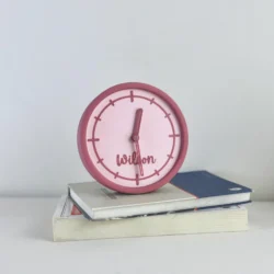 Personalized 3D Printed Pink Table Clock Gift