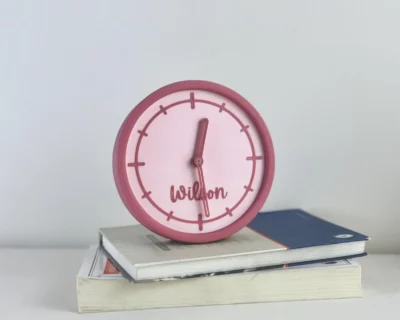 Personalized 3D Printed Pink Table Clock Gift