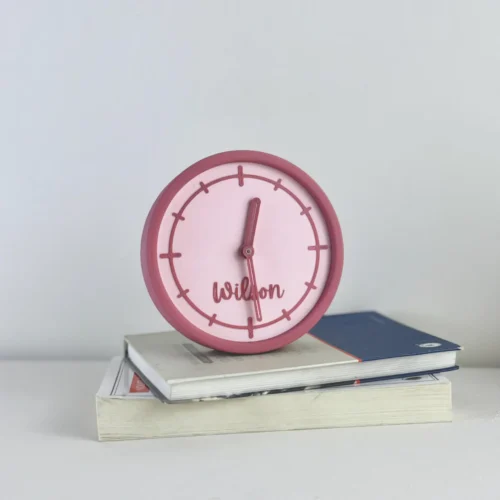 Personalized 3D Printed Pink Table Clock Gift