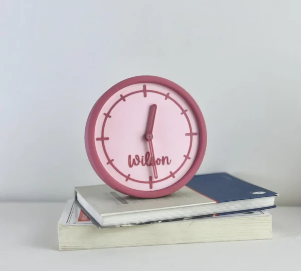 Personalized 3D Printed Pink Table Clock Gift