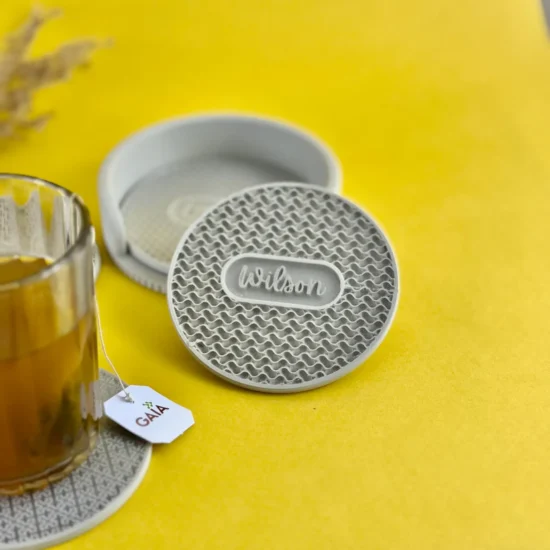 Personalized Name Coasters Custom Drink Set with Holder Gift