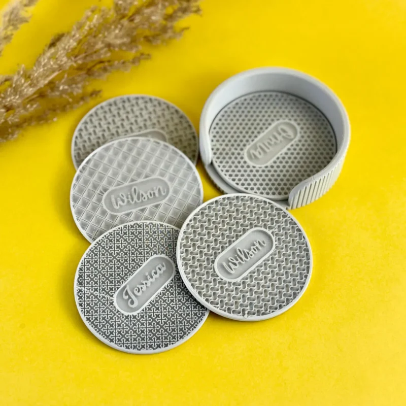 Personalized Name Coasters Custom Drink Set with Holder Gift