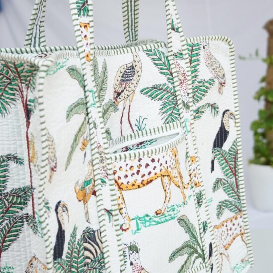 white handmade tote bag
