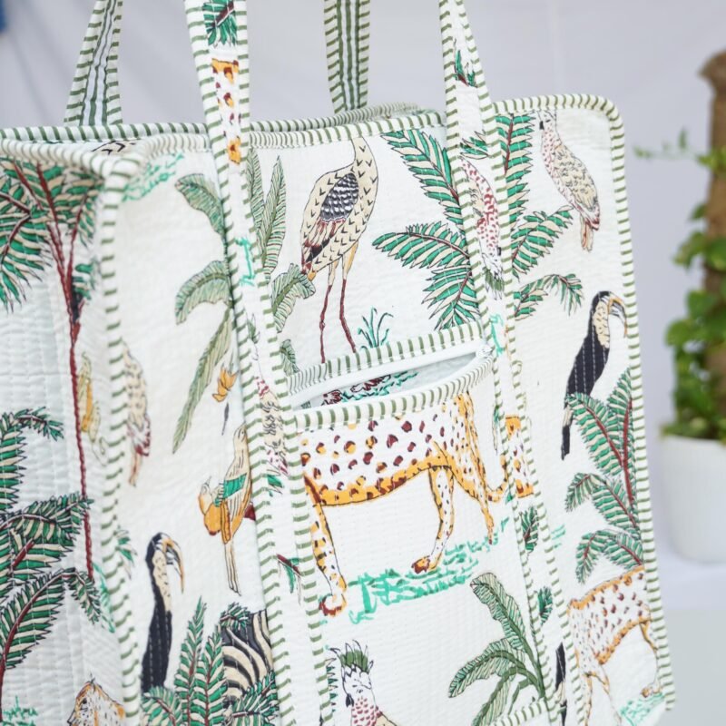 white handmade tote bag