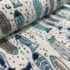 Fish Print Cotton Fabric Handmade Blue Block Print Indian Textile