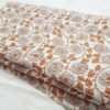 Block Print Cotton Fabric Orange Floral Handmade Indian Textile quilt