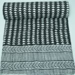 Black and white handmade Kantha quilt with geometric block print, pure cotton lightweight Indian bedding