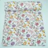 White Floral Block Print Kantha Quilt Handmade Cotton Boho Bedspread