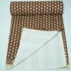 Brown Floral Block Print Kantha Fabric – Pure cotton
