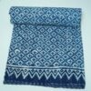 Handmade Indigo Block Print Kantha Quilt in Pure Cotton for Bedroom