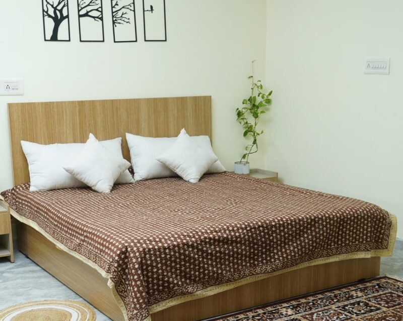 Brown Floral Block Print Kantha Fabric – Pure cotton