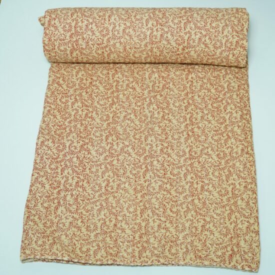 Red Block Print Kantha Quilt Handmade Cotton Floral Bedspread For Home Décor by omradecor