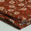 Rust Red Floral Kantha Quilt – Handmade Cotton Block Print omradecor