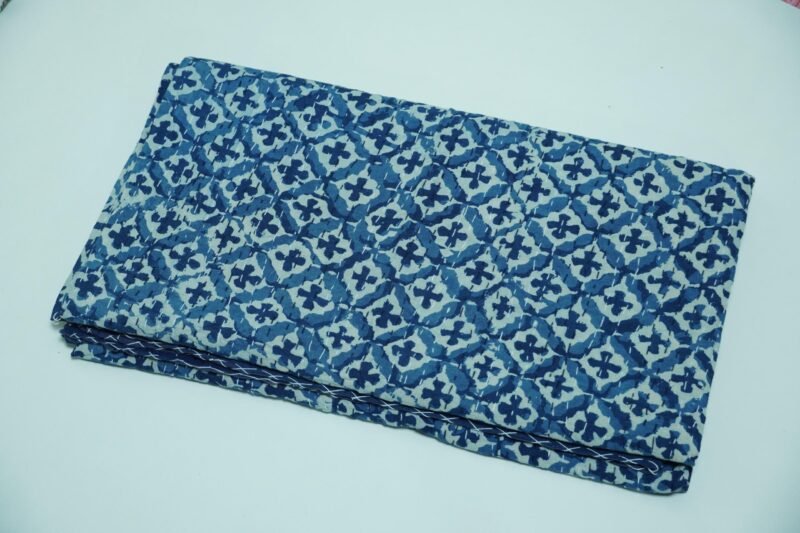 Handmade Indigo Block Indian Print Kantha Quilt
