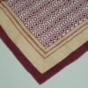 Maroon geometric block print Kantha quilt with mustard border, handmade cotton bedspread from Jaipur.