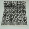Block Print Kantha Quilt Black & White Floral