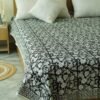 Block Print Kantha Quilt Black & White Floral