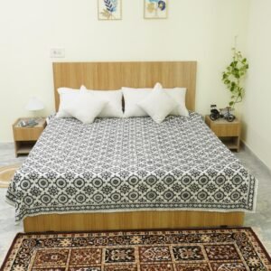 Black White Kantha Quilt Handmade Cotton Block Print Boho Bedspread 1 il fullxfull.7440319652 b37i