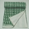 Indian Handmade Green Floral Kantha Quilt Cotton Bedspread Throw Blanket omradecor