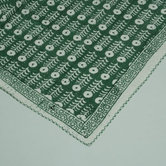 Indian Handmade Green Floral Kantha Quilt Cotton Bedspread Throw Blanket omradecor