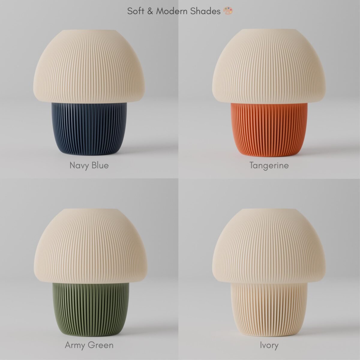 Minimalist Mushroom Table Light with Warm Glow – Modern Bedside E26/E27 Bulb Holder