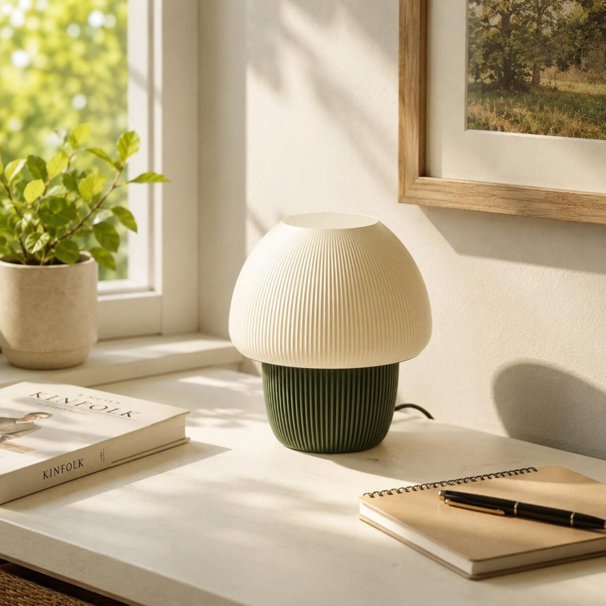 Minimalist Mushroom Table Light with Warm Glow – Modern Bedside E26/E27 Bulb Holder