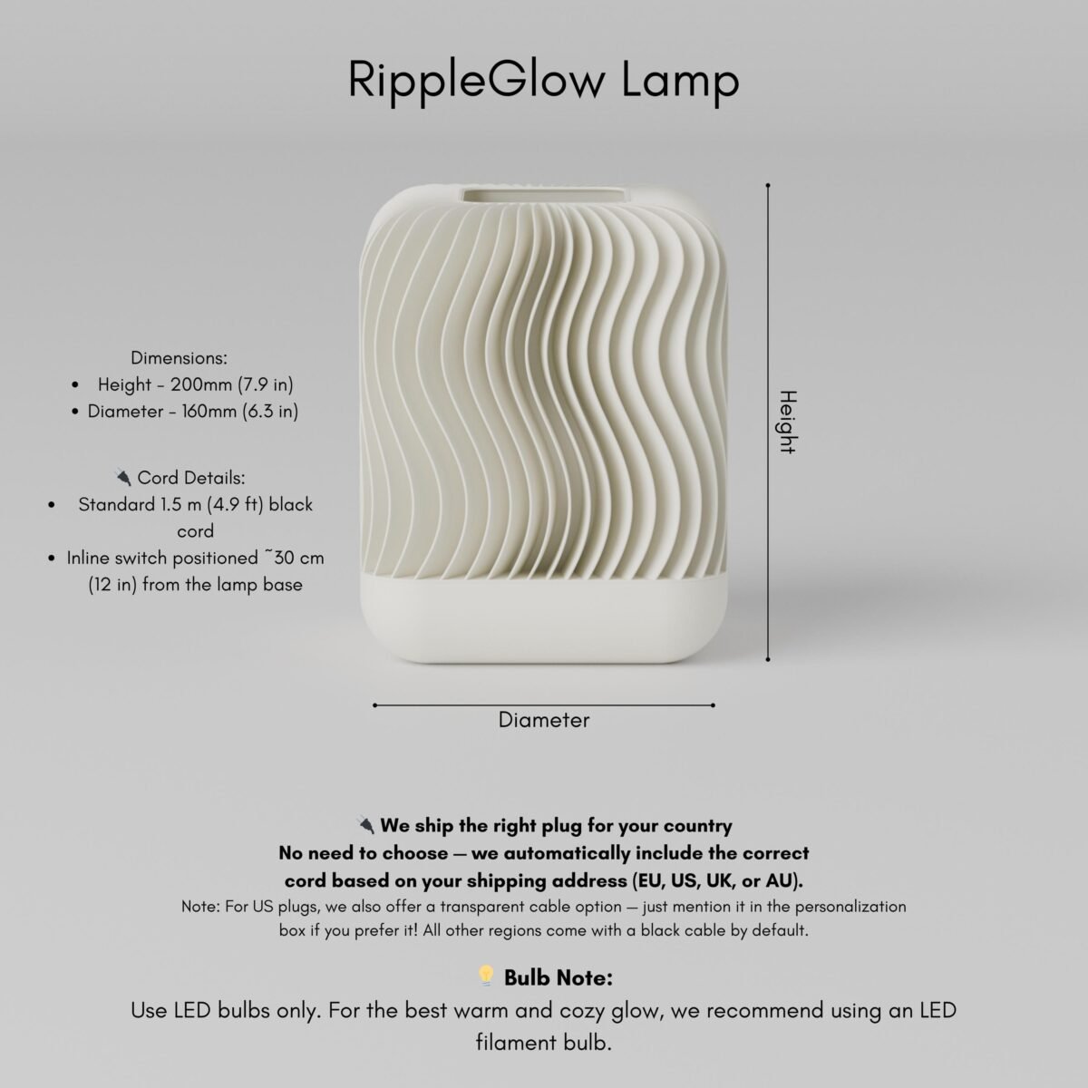 Modern Table Lamp Warm Ambient Bedside Lighting RippleGlow - Wavy Minimalist Home Decor