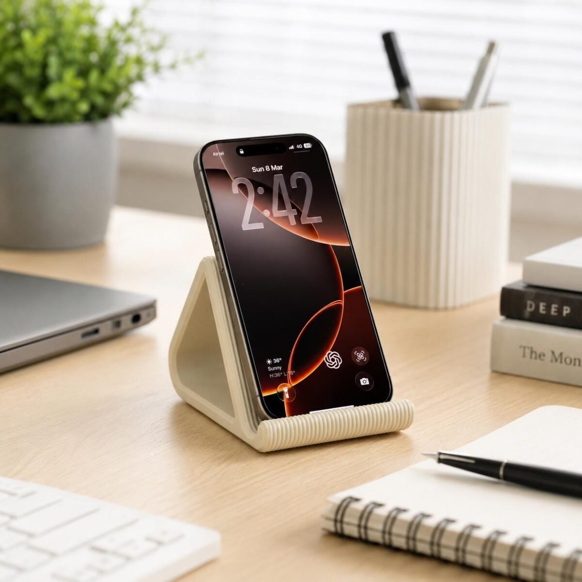 Miniature Decor Phone Stand – Modern Desk Phone Holder for Office & Bedside