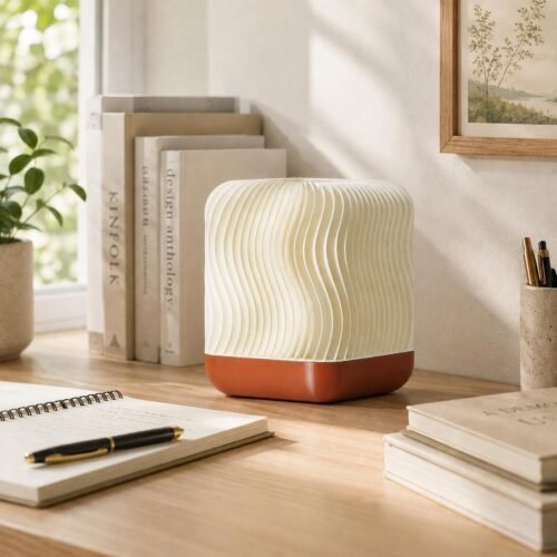 Modern Table Lamp Warm Ambient Bedside Lighting RippleGlow - Wavy Minimalist Home Decor