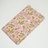 Peach Floral Kantha Quilt, Handmade Cotton Block Print Bedspread, Indian Boho Throw Blanket