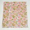 Peach Floral Kantha Quilt, Handmade Cotton Block Print Bedspread, Indian Boho Throw Blanket