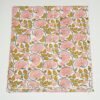 Peach Floral Kantha Quilt, Handmade Cotton Block Print Bedspread, Indian Boho Throw Blanket