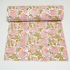 Peach Floral Kantha Quilt, Handmade Cotton Block Print Bedspread, Indian Boho Throw Blanket