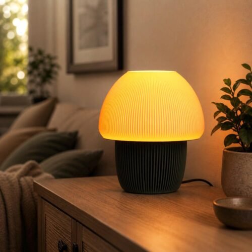 Minimalist Mushroom Table Light with Warm Glow – Modern Bedside E26/E27 Bulb Holder
