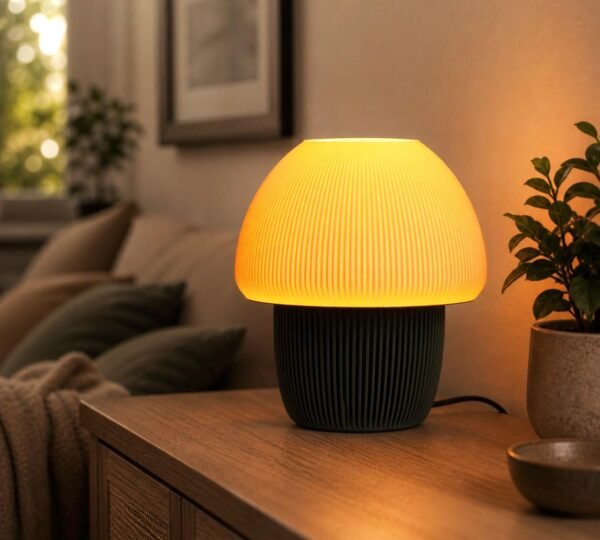 Minimalist Mushroom Table Light with Warm Glow – Modern Bedside E26/E27 Bulb Holder